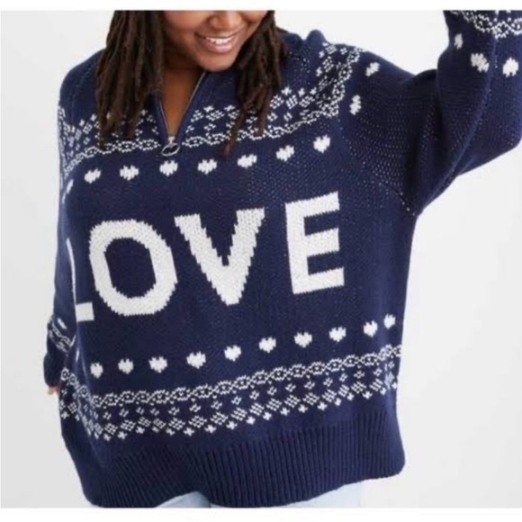 aerie Sweaters - Aerie Love Sweater Chunky Knit Navy Large